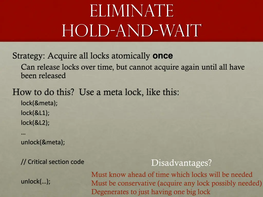 eliminate hold and wait