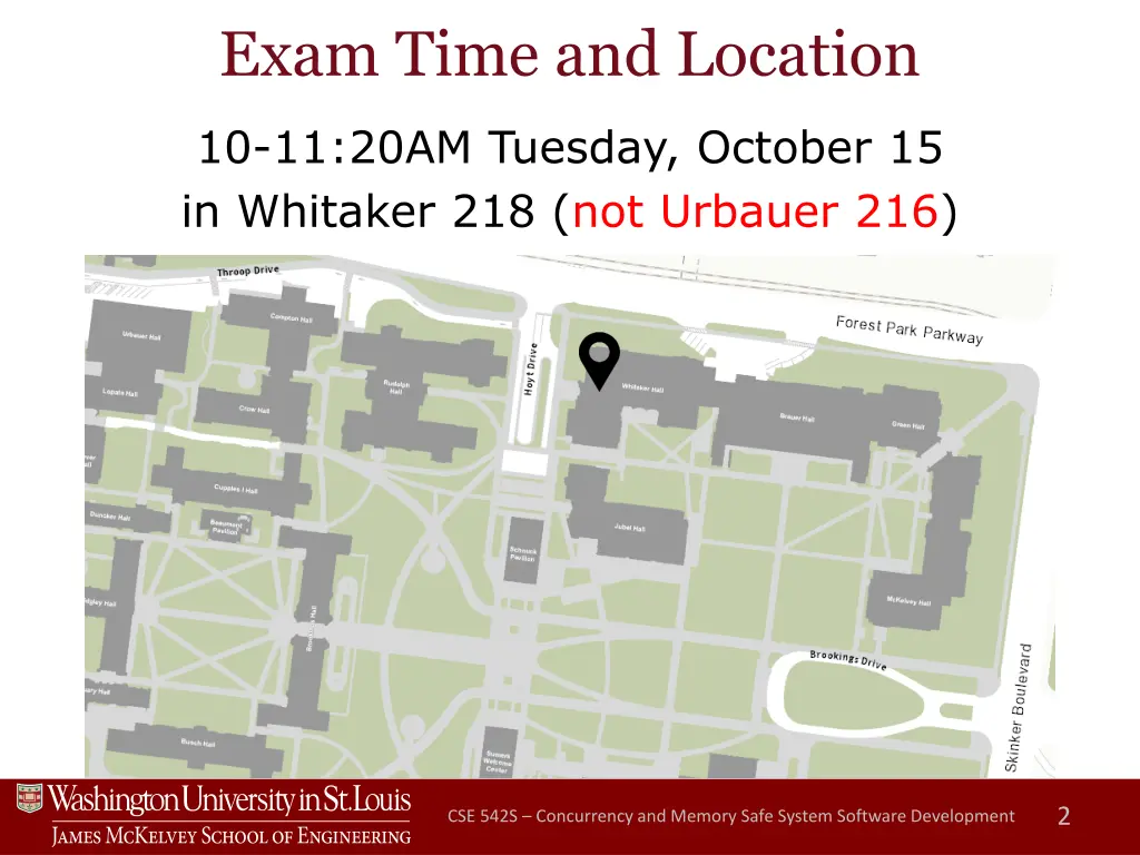 exam time and location