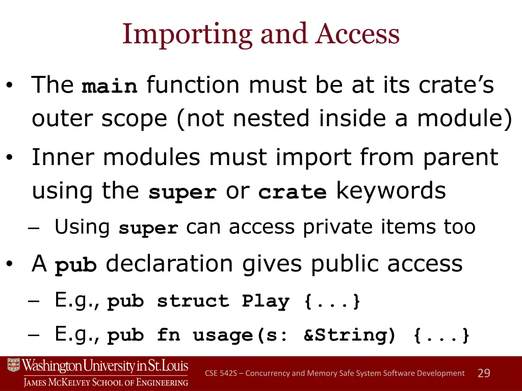 importing and access