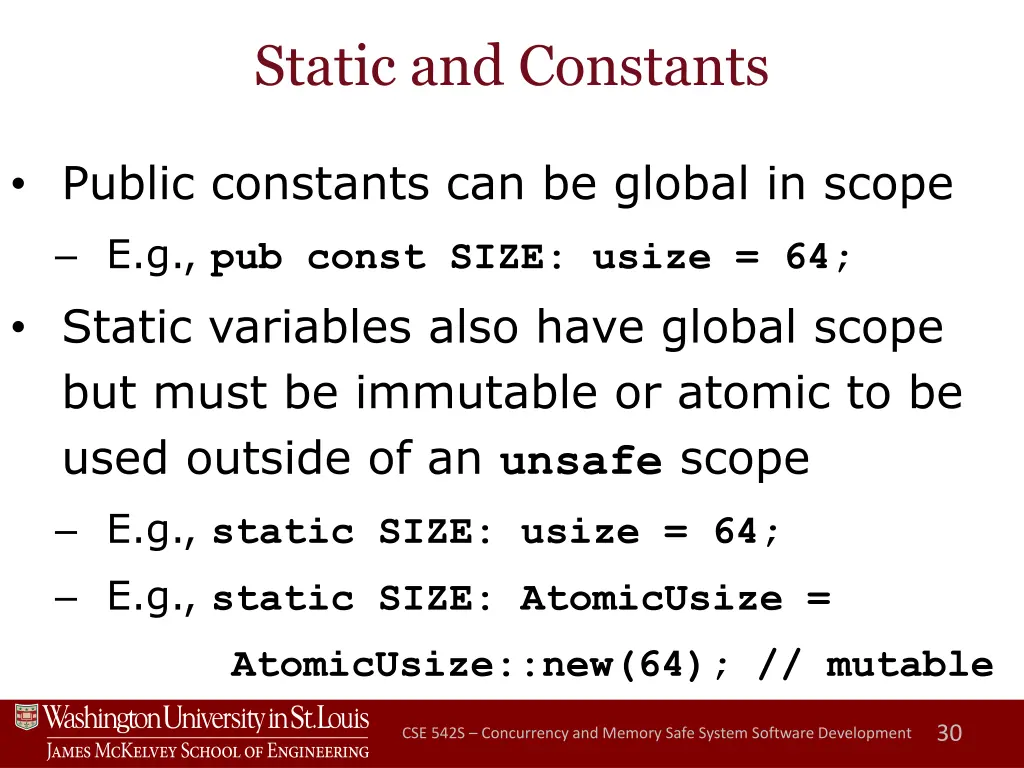 static and constants