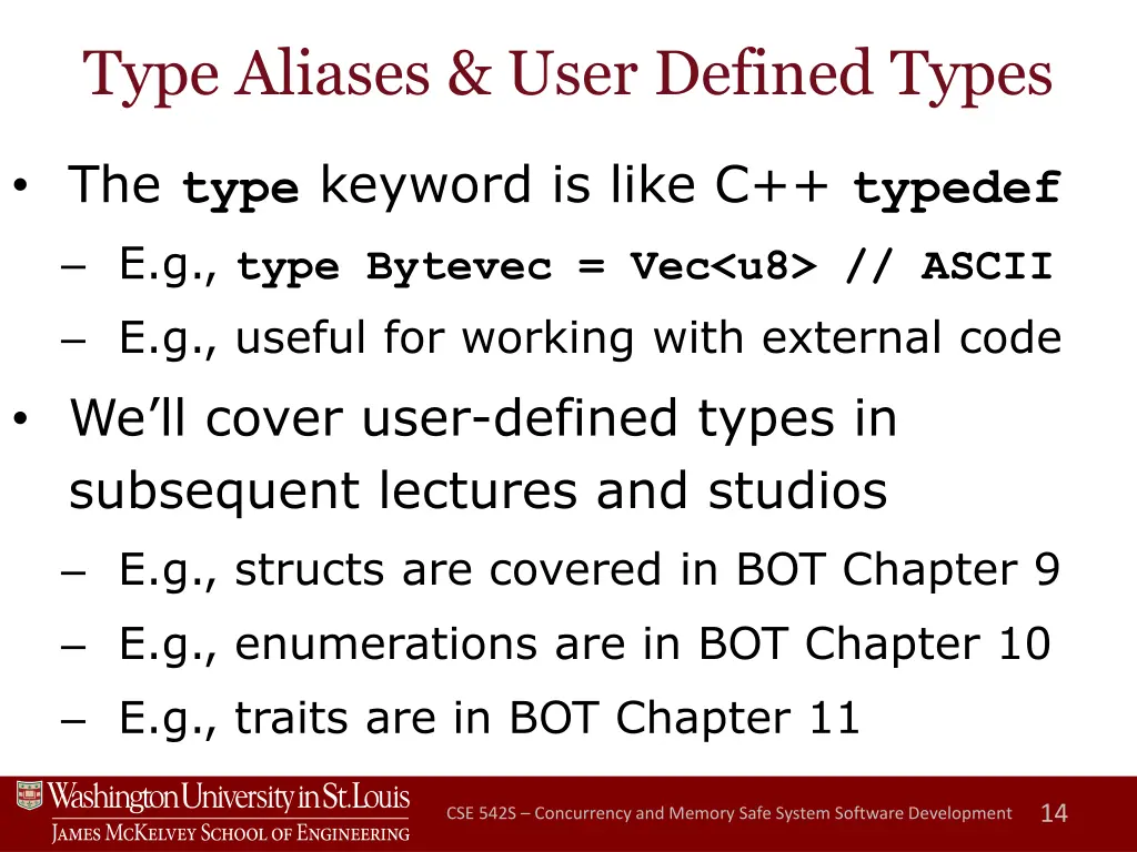 type aliases user defined types