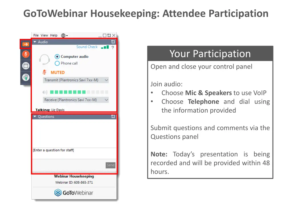 gotowebinar housekeeping attendee participation