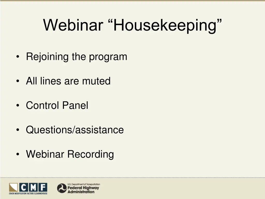 webinar housekeeping
