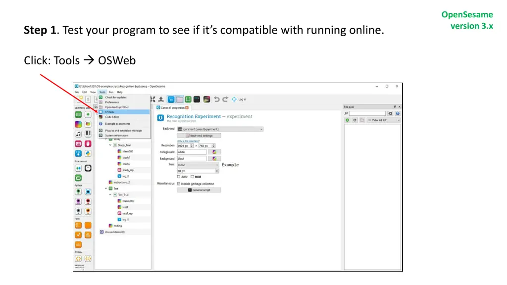 opensesame version 3 x