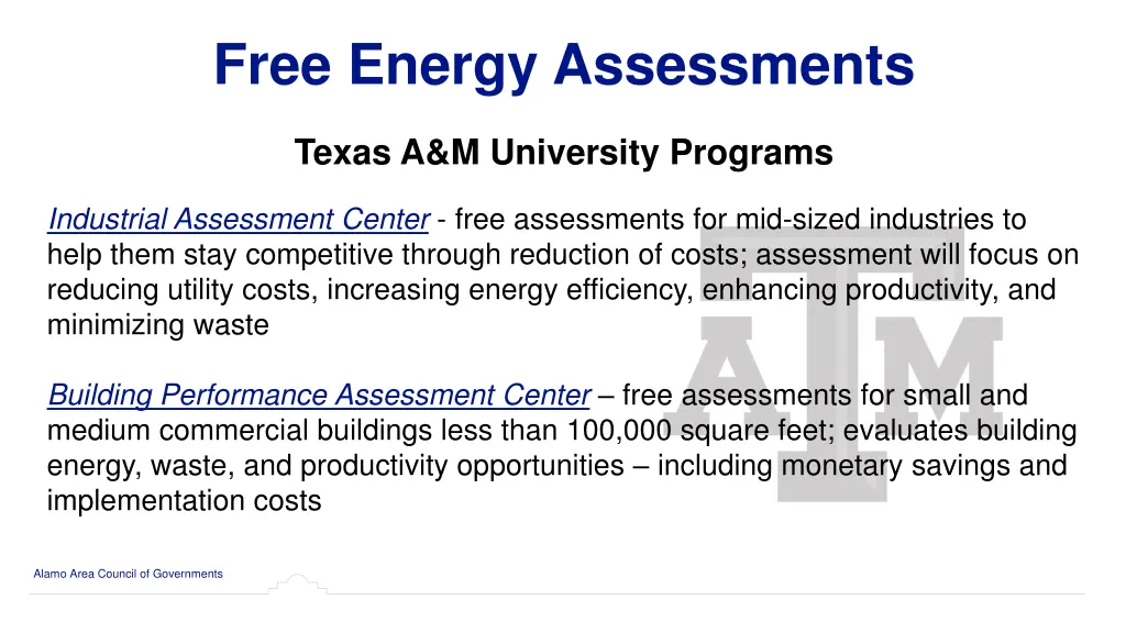 free energy assessments