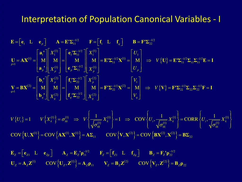 interpretation of population canonical variables i