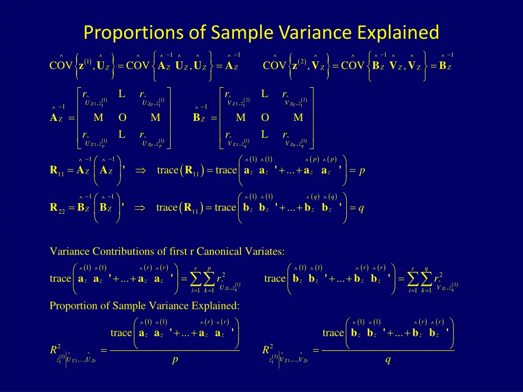proportions of sample variance explained