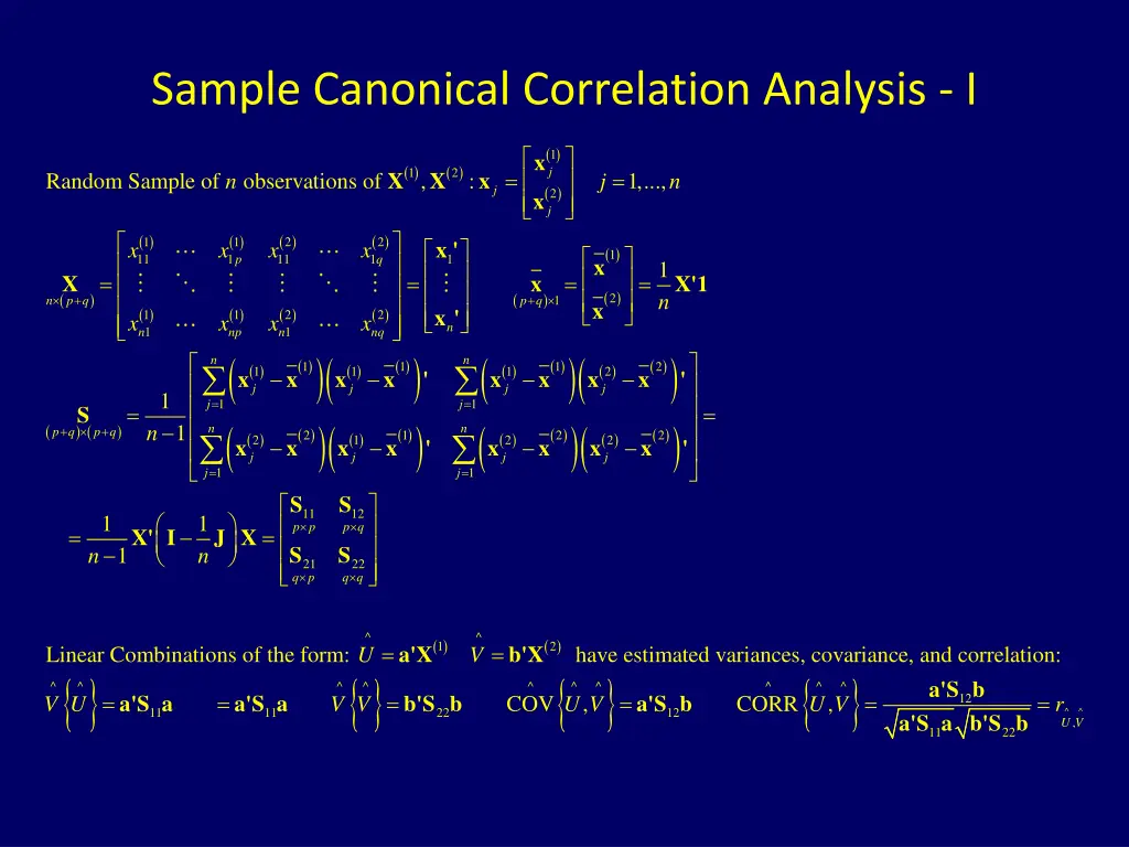 sample canonical correlation analysis i