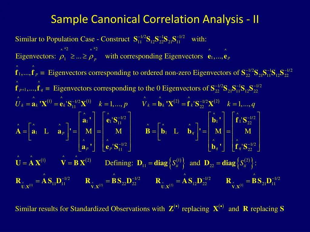 sample canonical correlation analysis ii