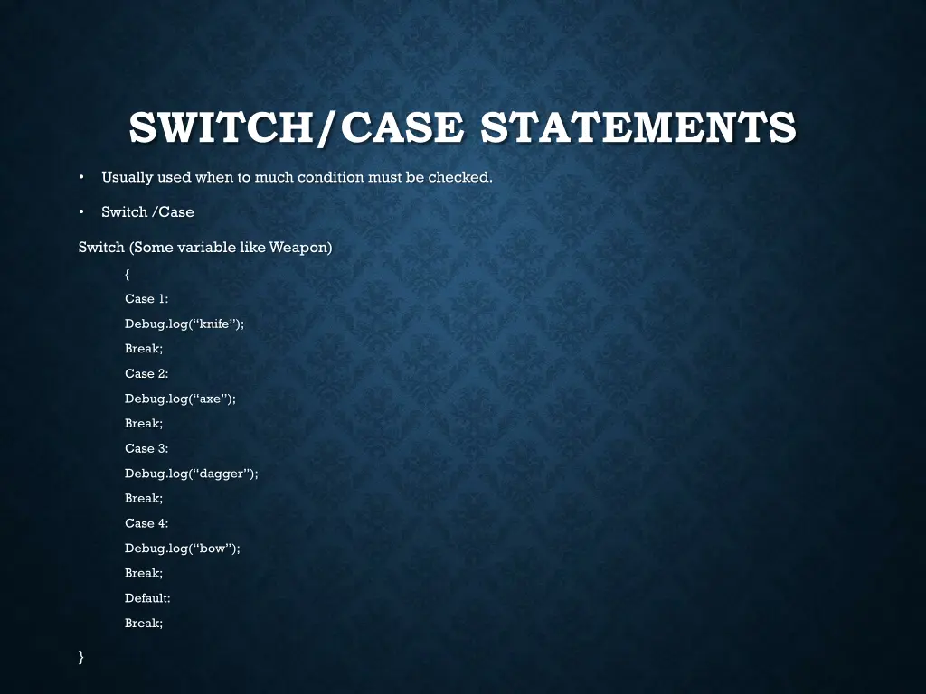 switch case statements