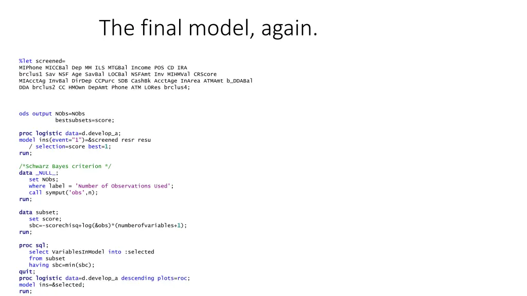 the final model again