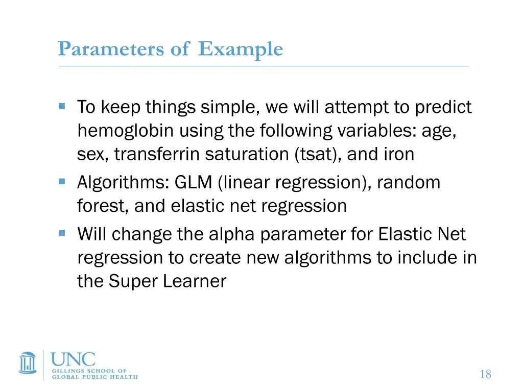 parameters of example