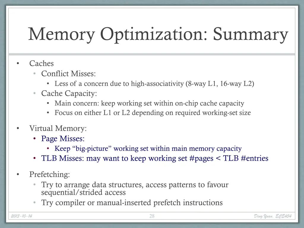 memory optimization summary