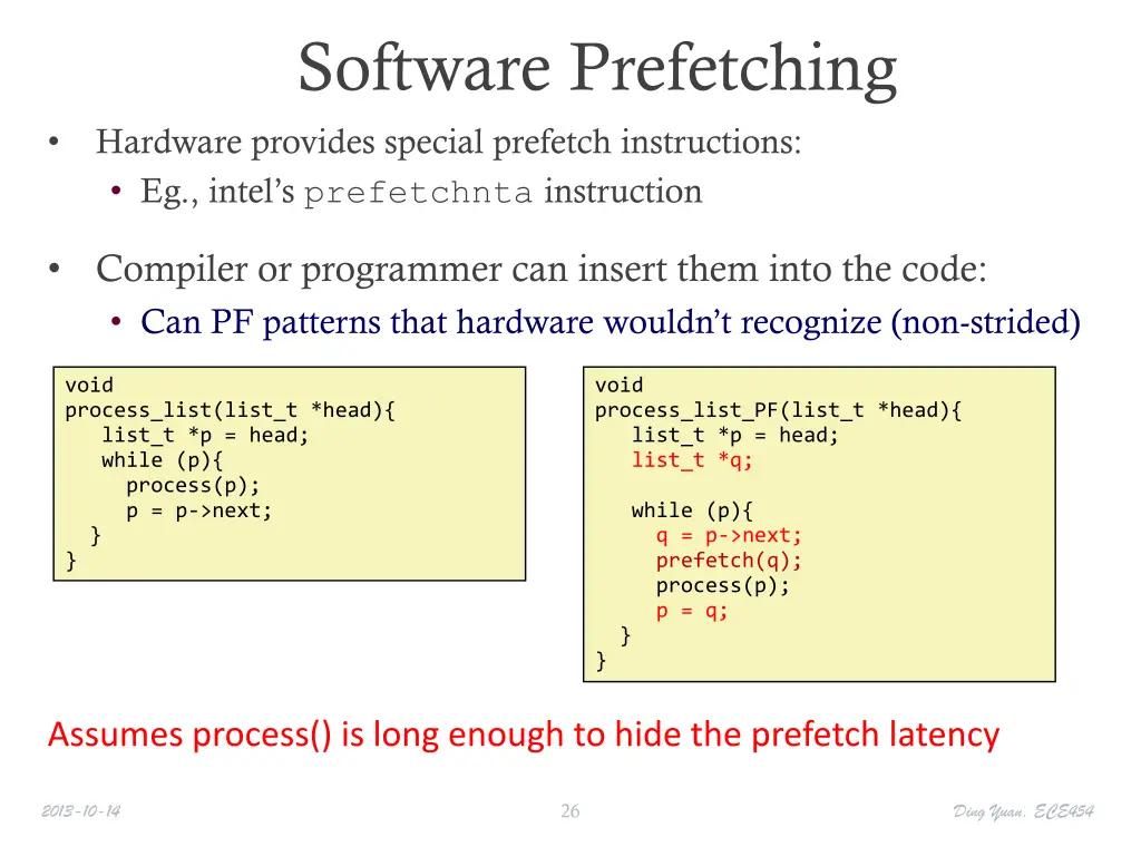 software prefetching hardware provides special