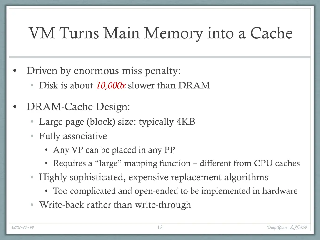 vm turns main memory into a cache