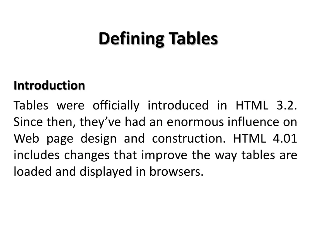 defining tables