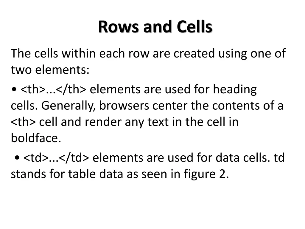 rows and cells