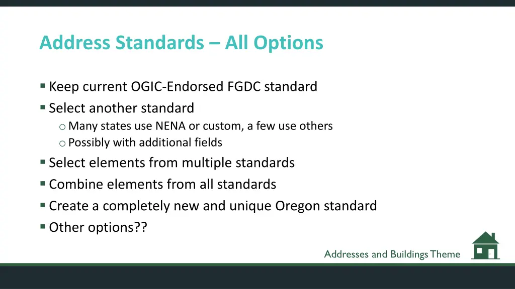 address standards all options