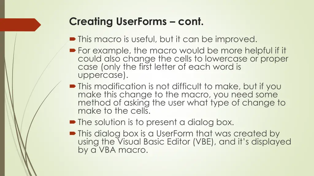 creating userforms cont