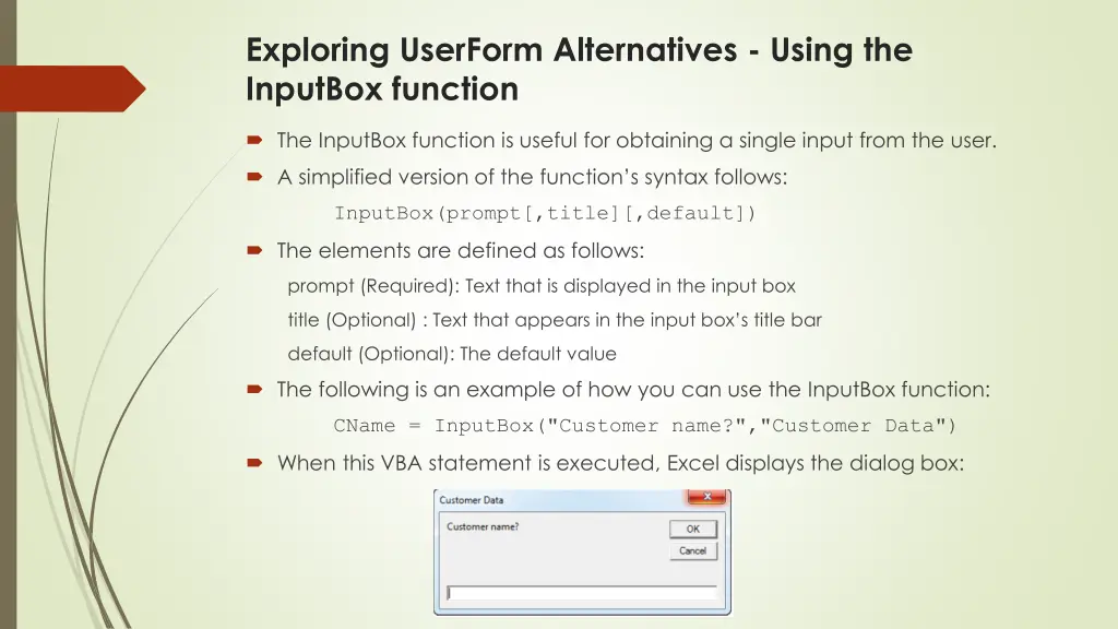 exploring userform alternatives using