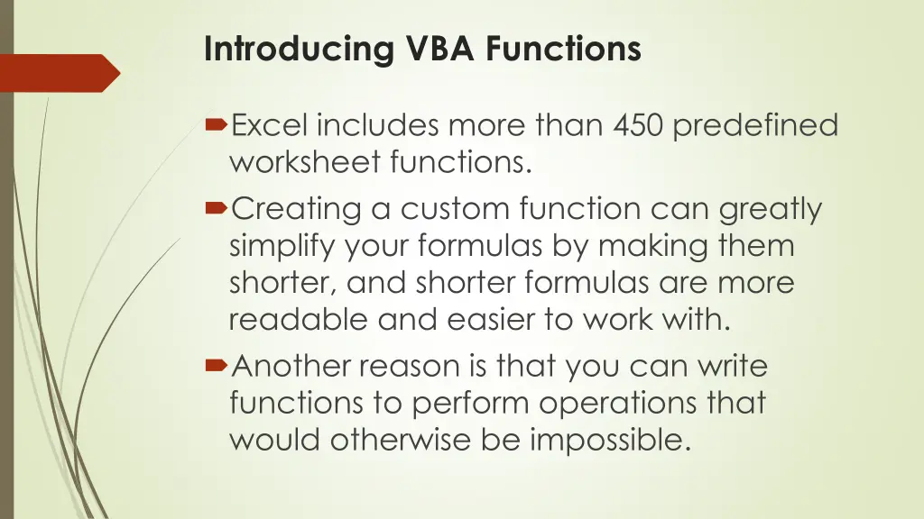 introducing vba functions