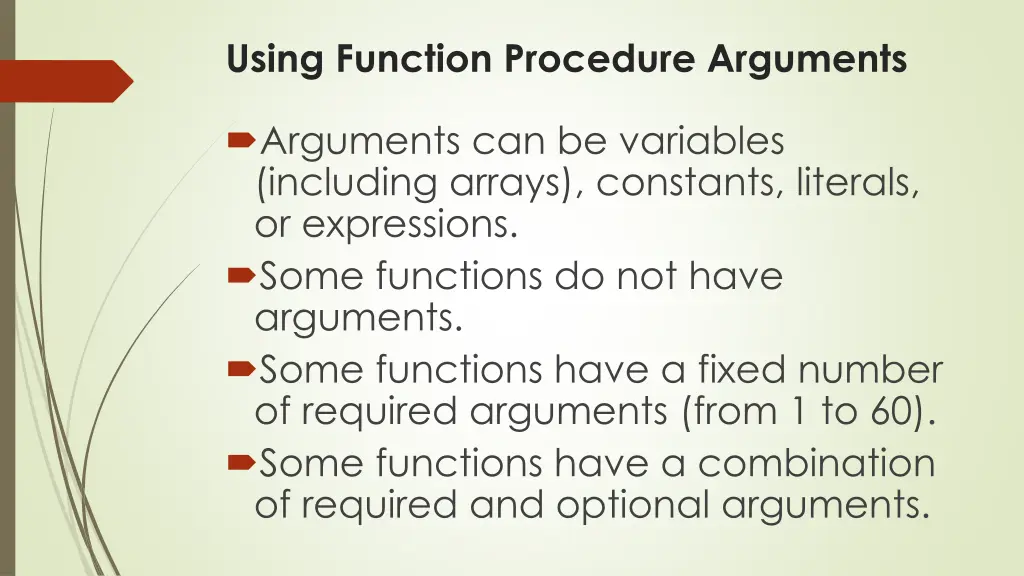using function procedure arguments