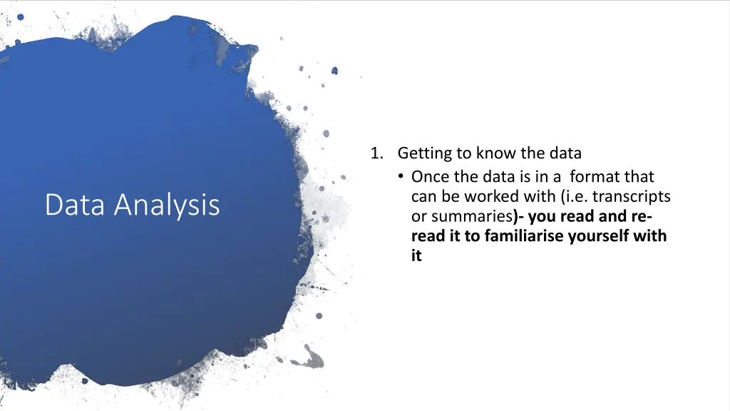 1 getting to know the data once the data