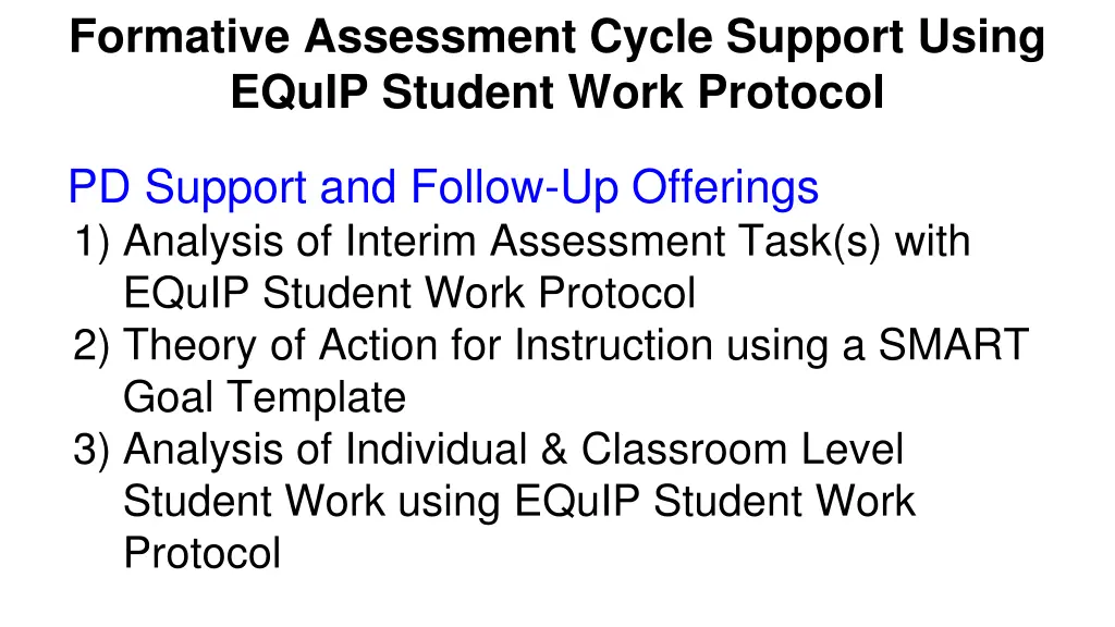 formative assessment cycle support using equip