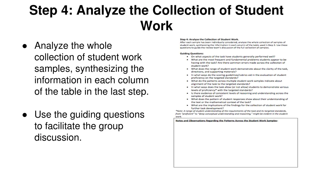 step 4 analyze the collection of student work