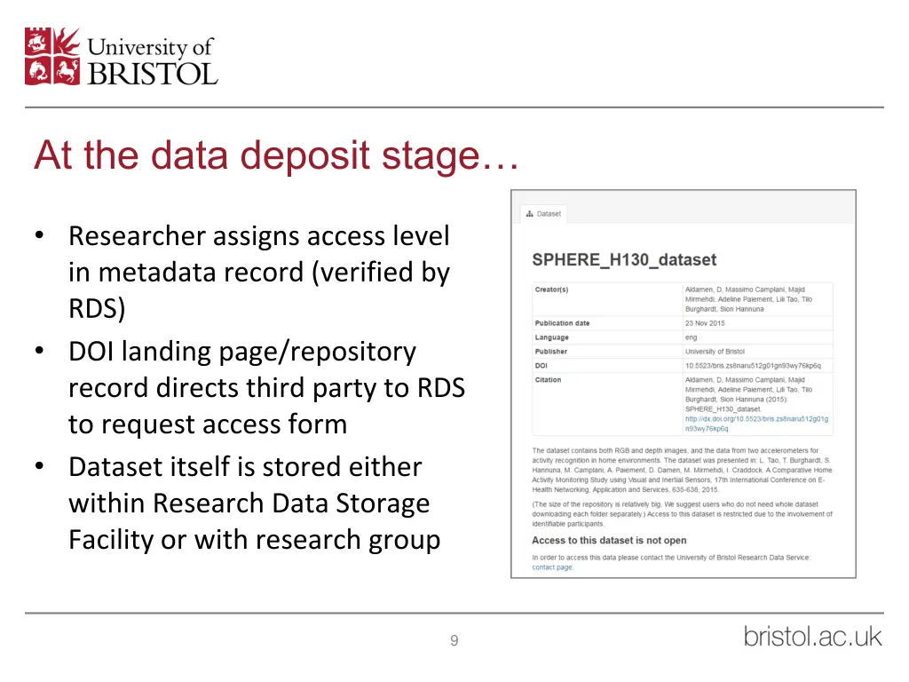 at the data deposit stage