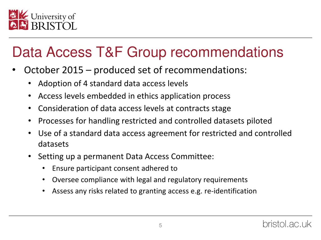 data access t f group recommendations october