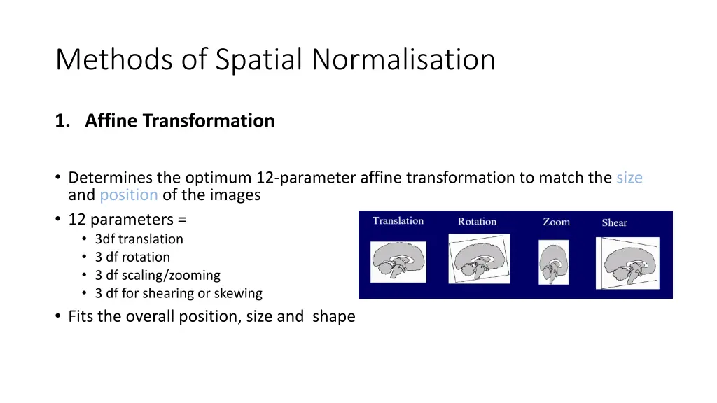 methods of spatial normalisation