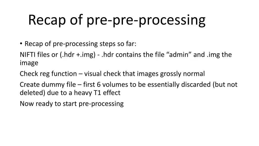 recap of pre pre processing