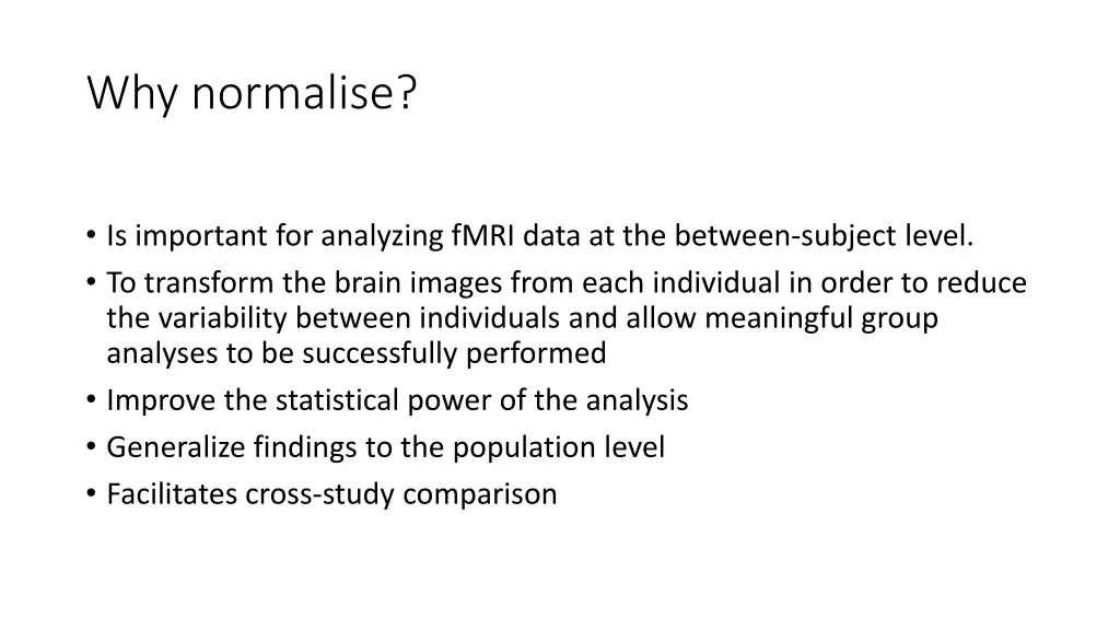 why normalise