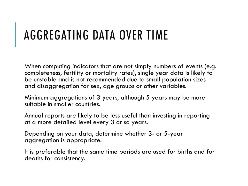 aggregating data over time