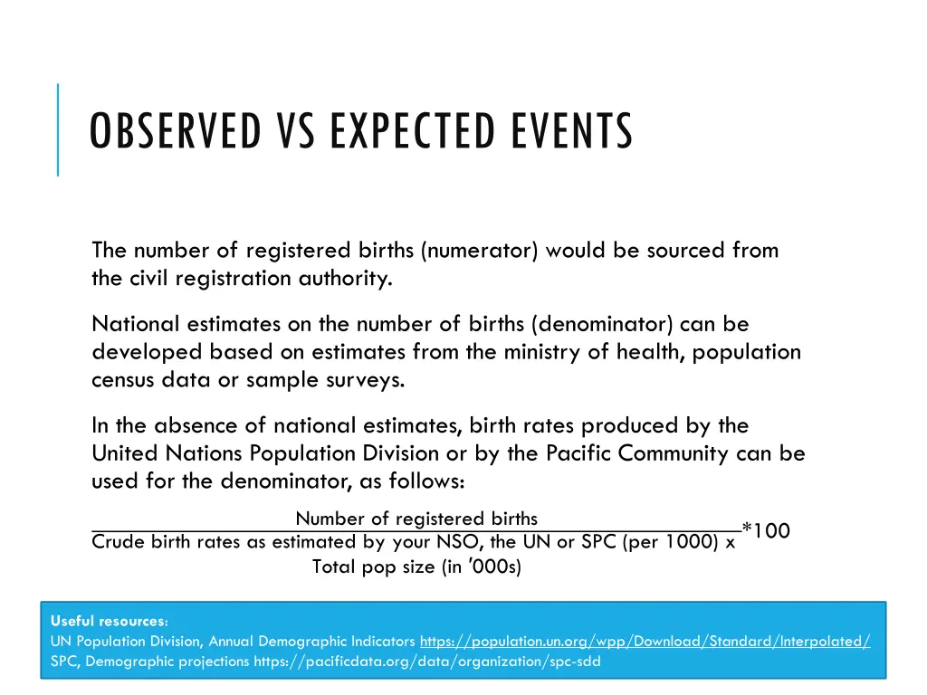 observed vs expected events