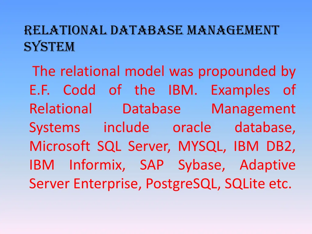 relational database management system