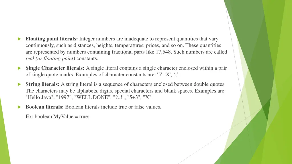 floating point literals integer numbers