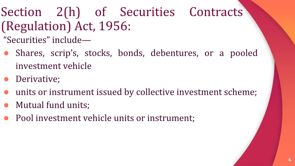 section regulation act 1956 securities include