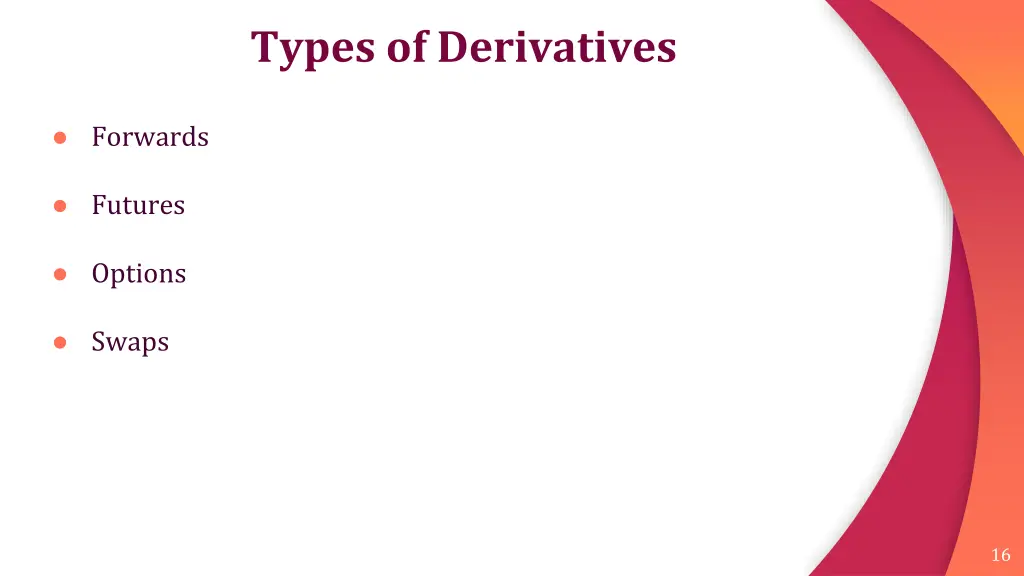 types of derivatives