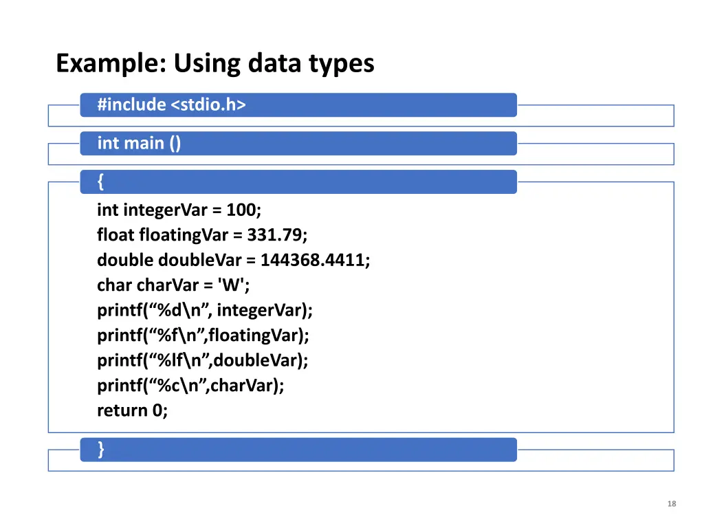 example using data types