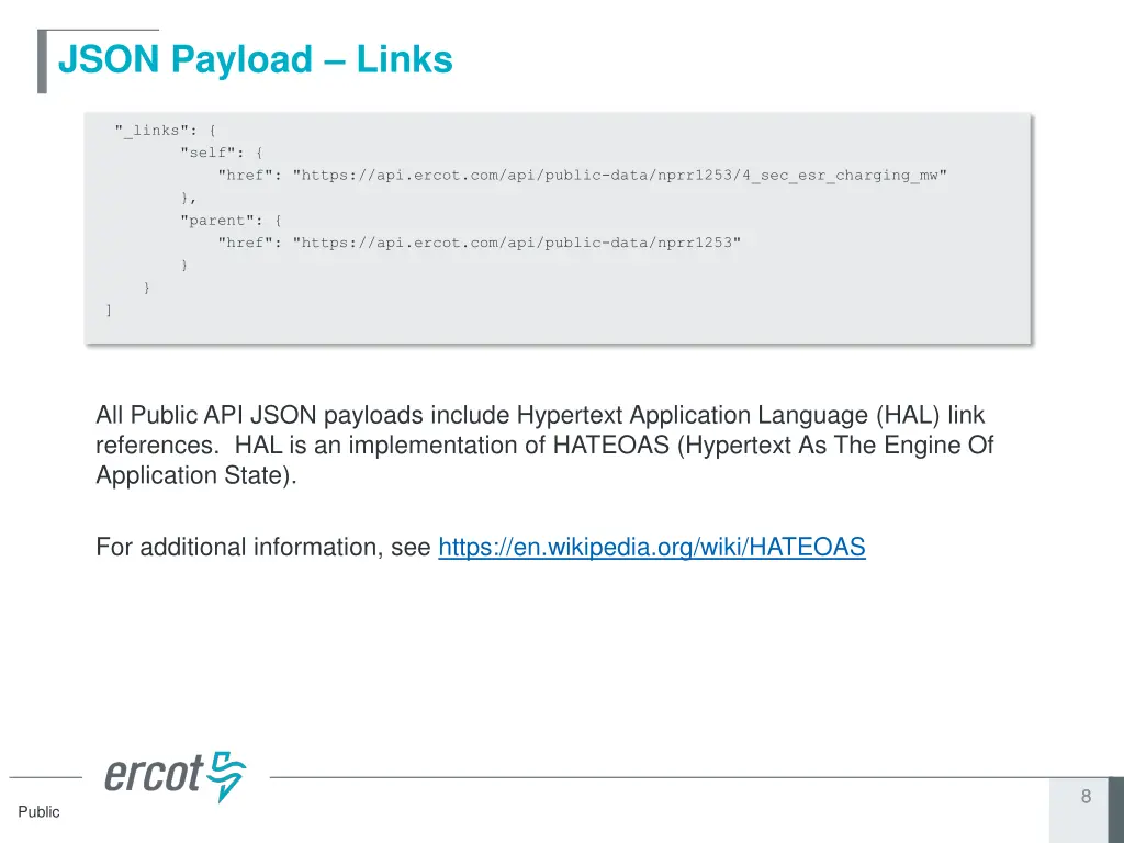 json payload links