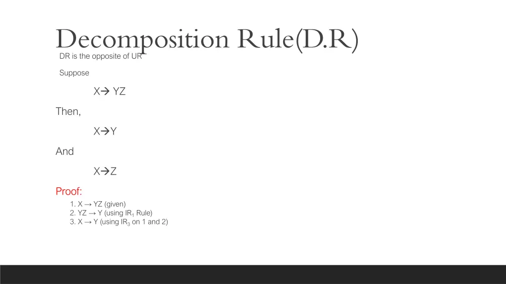 decomposition rule d r dr is the opposite of ur
