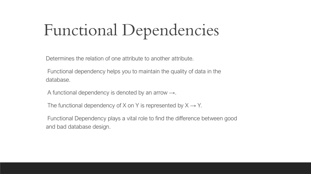 functional dependencies