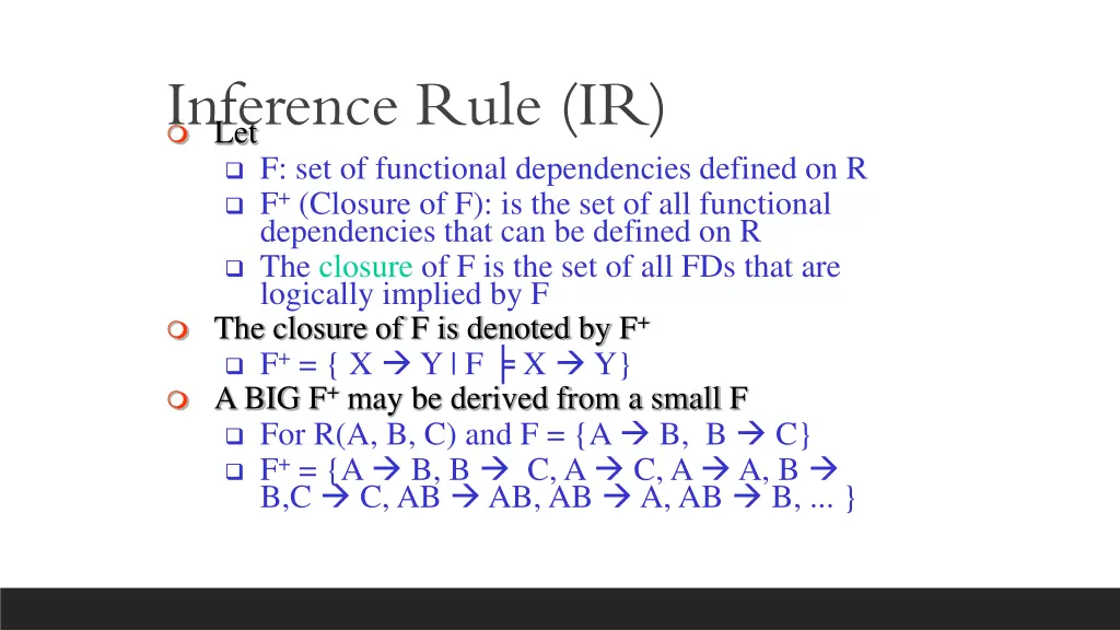inference rule ir let f set of functional