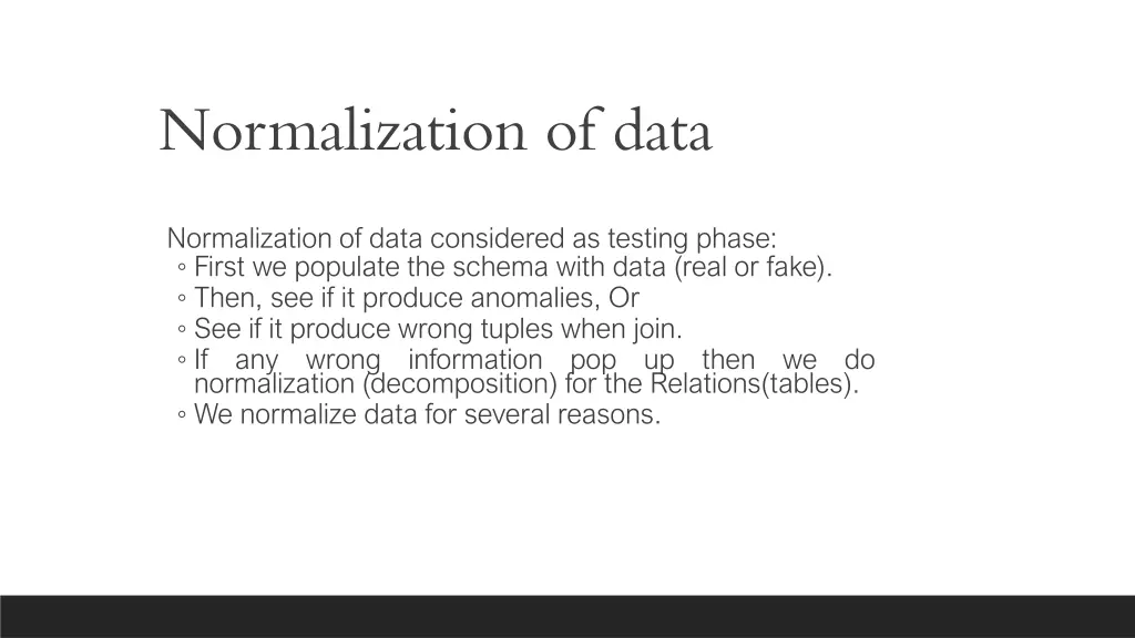 normalization of data