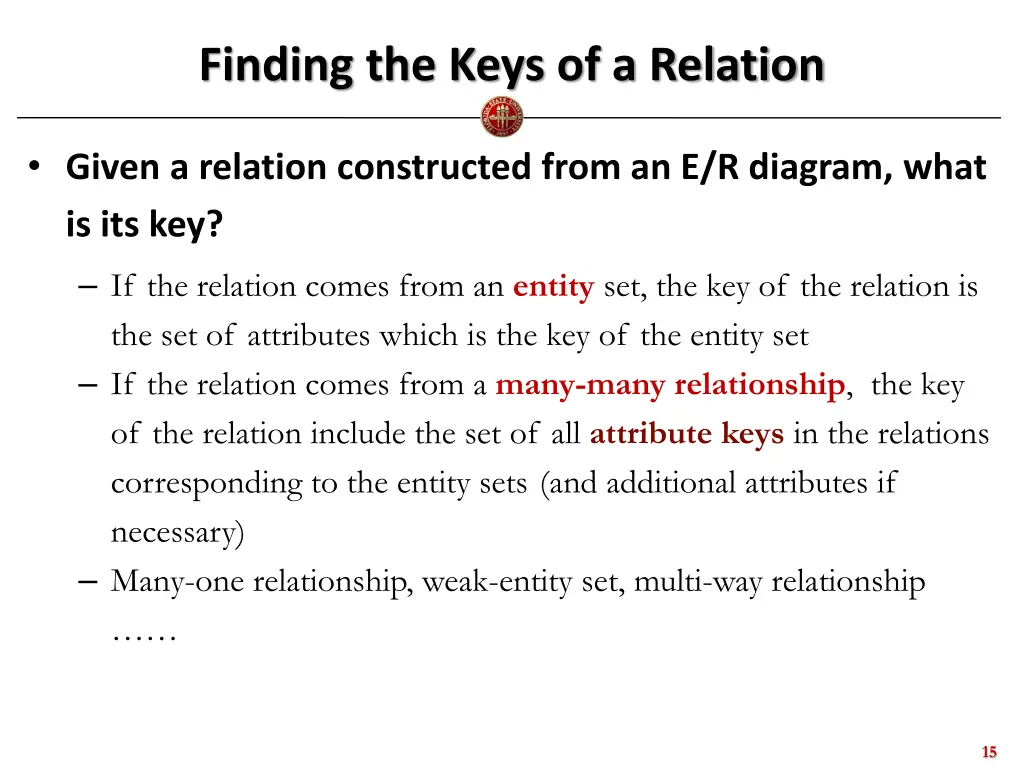 finding the keys of a relation