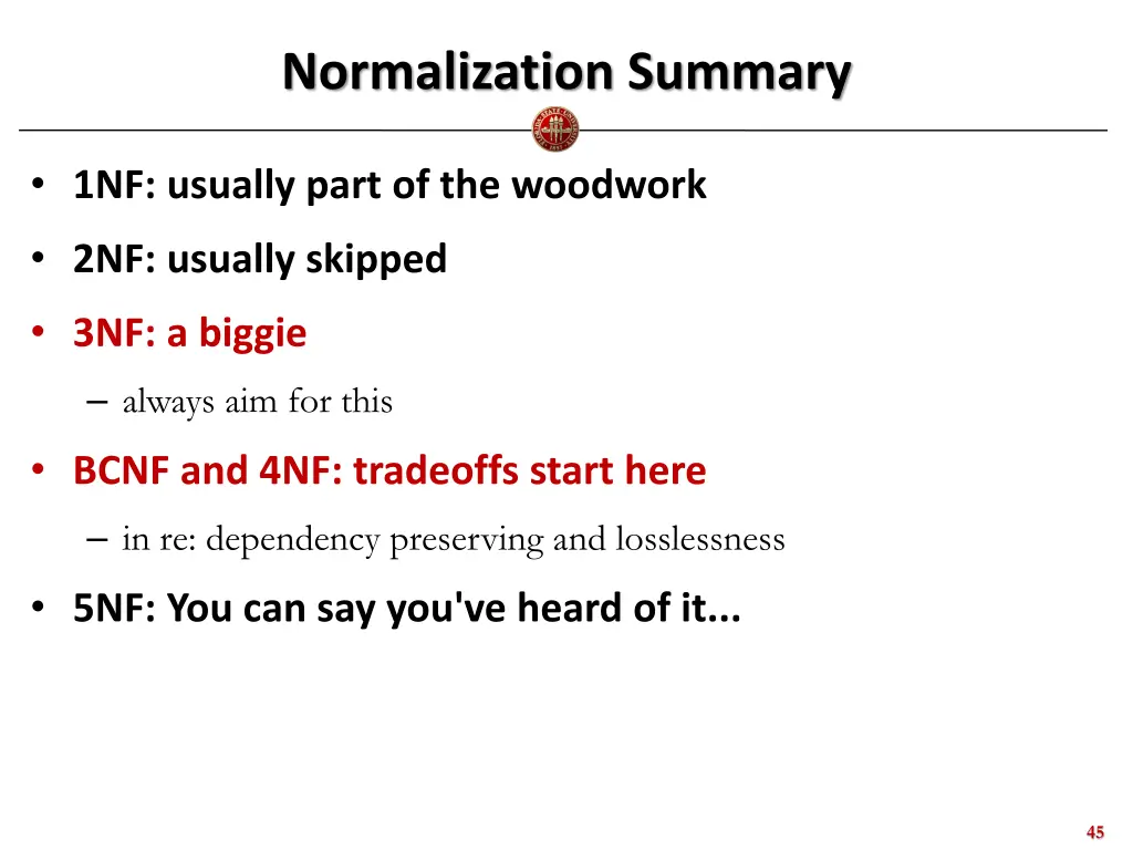normalization summary