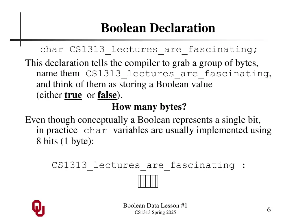 boolean declaration