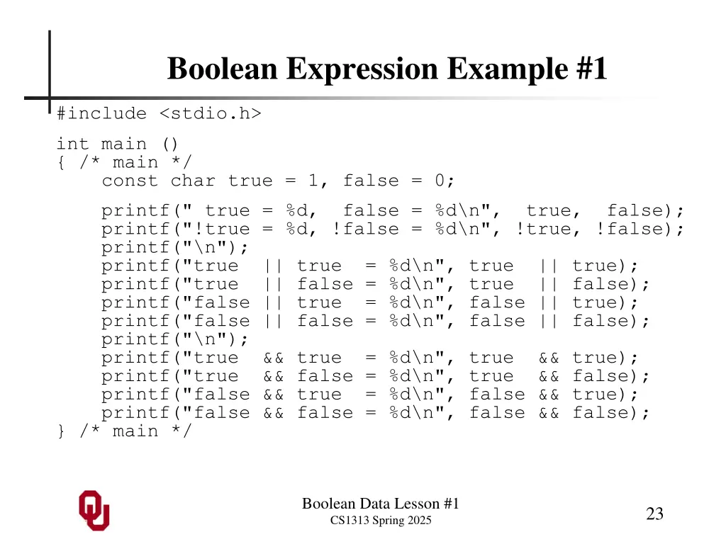 boolean expression example 1